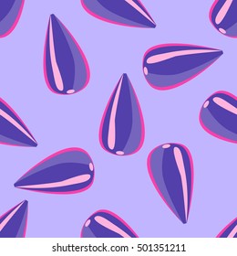 Seamless pattern with purple randomly scattered seeds.