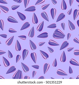 Seamless pattern with purple randomly scattered seeds.