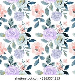 Nahtlose Muster der violetten Rosenblume mit Aquarell für Hintergrund, Stoff, Textilien, Mode, Tapeten, Hochzeit, Banner, Aufkleber, Dekoration usw.
