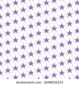 Seamless pattern of purple stars on white background