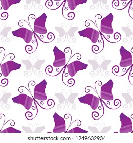 Seamless pattern with purple striped butterflies (vector eps 8)