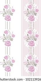 Seamless pattern with purple stylized roses. Vector