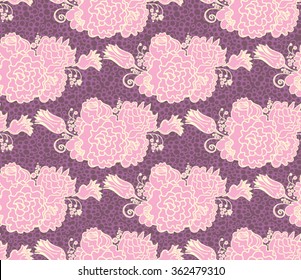 Seamless pattern purple violet floral. 