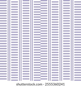 Seamless pattern with purple white straight striped lines. Simple optical illusion, illusive effect. Kinetic tile in op art. Vector hypnotic background, texture used for textile.