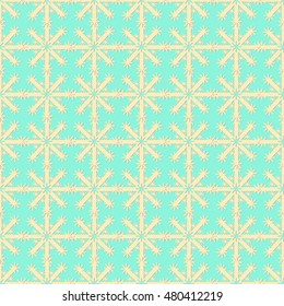 Seamless pattern with purple yellow snowflakes on blue background vector illustration