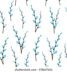 Seamless pattern with pussy-willow branches