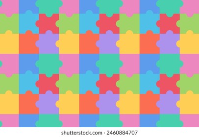 Seamless pattern with puzzle.Colorful repeat pattern with jigsaw.Vector graphic wallpaper background.