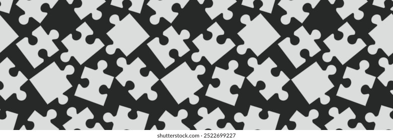 Um padrão perfeito com quebra-cabeças. Um quebra-cabeça preto e branco sem costura padrão. Um fundo preto e branco de quebra-cabeças.