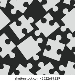 A seamless pattern with puzzles. A black and white puzzle seamless pattern. A puzzles black and white background.