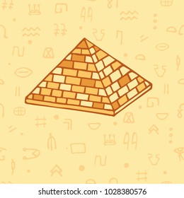 seamless pattern pyramid and Egyptian hieroglyphs. Ancient Egypt