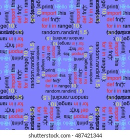 seamless pattern a python programming code on a purple background .vector illustration