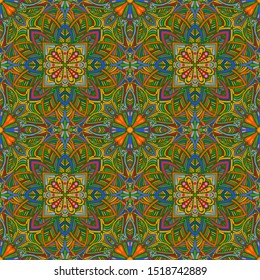 Seamless pattern. Quadrilateral elements. Abstraction. Flowers
Blue, green, orange, yellow, red.