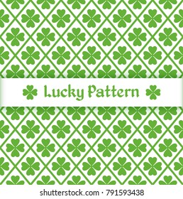Seamless pattern with quatrefoil leaves and grid. Vector illustration.