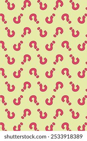 
Seamless pattern of question mark on a yellow background. Vertical illustration of red question mark for questionnaire, website decor, search. Vector illustration