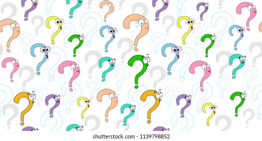 Seamless pattern with question marks. Illustrations of a question mark. Design background for school. Print for textiles. Cute print.