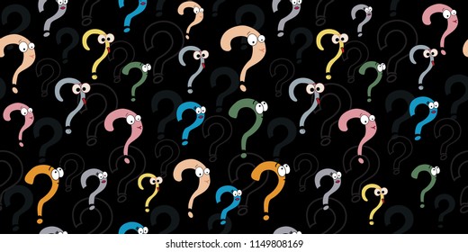 Seamless pattern with question marks. Illustrations of a question mark. Design background for school. Print for textiles. Cute print.