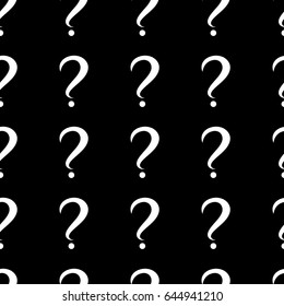 Seamless pattern with question marks. Same sizes. Black background. Vector