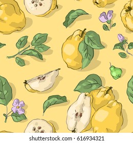 Seamless pattern with quince