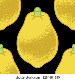 Seamless pattern of quince fruit. Vector illustration. Graphical textured style.
