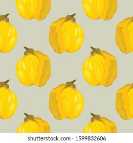 Seamless pattern with quince. Yellow quince. Wallpaper, print, wrapping paper, promotional material, banner, poster, modern textile design. Vector illustration.