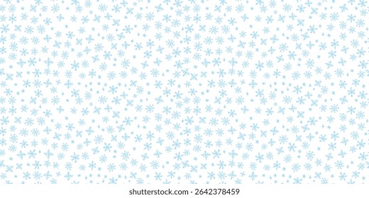 Seamless pattern of quirky Xmas blue snowflakes in wax crayon or charcoal squiggle style. Perfect vector illustration for Christmas kindergarten blackboard backgrounds, textiles, and wrapping.