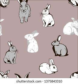 seamless pattern with rabbit