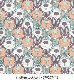 Seamless pattern with rabbit.