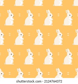 seamless pattern rabbit animal Easter holidays on yellow background vector wallpaper textile giftwrap