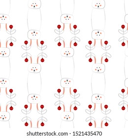 Seamless pattern with rabbit. Art for children illustration, holiday packing.