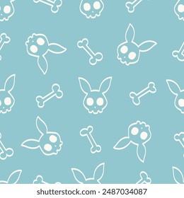 Seamless pattern with rabbit bone. Halloween background. For fabric, textile, wallpaper, wrapping. Vector illustration