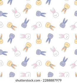 Seamless pattern with rabbit cartoons on white background perfect for kids or creative project