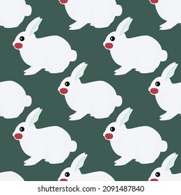 Patrón sin foco de conejo. Animales domésticos de fondo colorido. Ilustración vectorial para impresiones textiles, tela, carteles, fondo y papel pintado.