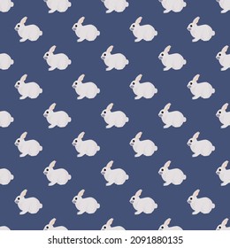 Seamless pattern of rabbit. Domestic animals on colorful background. Vector illustration for textile prints, fabric, banners, backdrops and wallpapers.