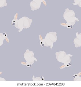 Seamless pattern of rabbit. Domestic animals on colorful background. Vector illustration for textile prints, fabric, banners, backdrops and wallpapers.