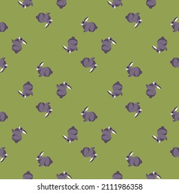 Seamless pattern of rabbit. Domestic animals on colorful background. Vector illustration for textile prints, fabric, banners, backdrops and wallpapers.