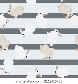 Seamless pattern of rabbit. Domestic animals on colorful background. Vector illustration for textile prints, fabric, banners, backdrops and wallpapers.