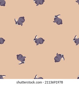 Seamless pattern of rabbit. Domestic animals on colorful background. Vector illustration for textile prints, fabric, banners, backdrops and wallpapers.