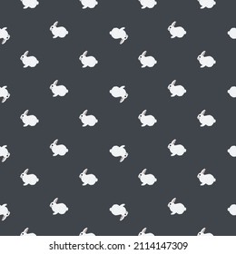 Seamless pattern of rabbit. Domestic animals on colorful background. Vector illustration for textile prints, fabric, banners, backdrops and wallpapers.