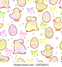 seamless pattern with rabbit, duck and egg