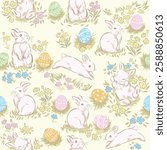 Seamless pattern of Rabbit and Easter Egg.