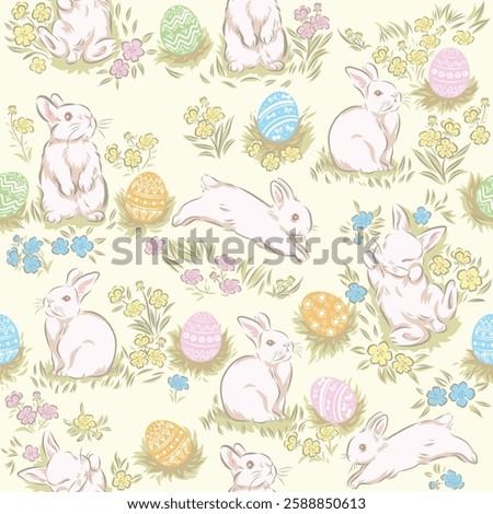 Seamless pattern of Rabbit and Easter Egg.
