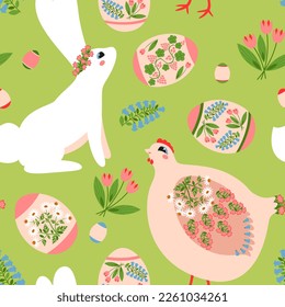 seamless pattern rabbit and easter holiday