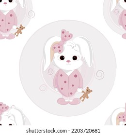seamless pattern with rabbit  in pink