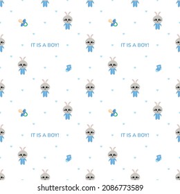 Seamless pattern with rabbits baby boys