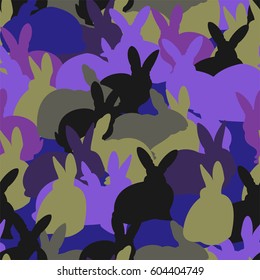 seamless pattern with rabbits. can be used for cloth print, wrapping paper or easter background
