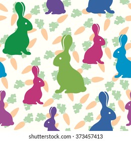 seamless pattern rabbits with carrot