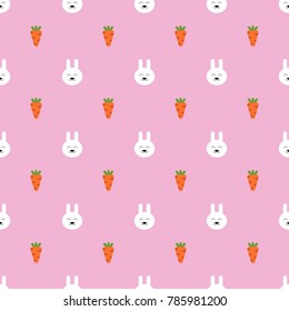Seamless pattern with rabbits and carrots