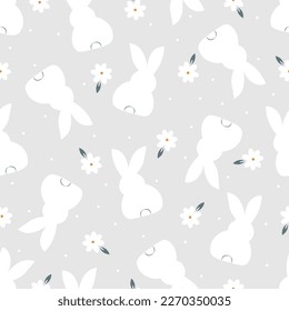 Seamless pattern with rabbits for Easter. Vector illustration.