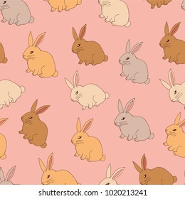 
Seamless pattern with rabbits on a pink background vector illustration