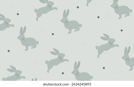 Seamless pattern with rabbits. Vector 